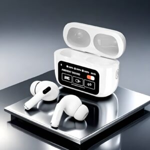 Smart Display Wireless Earbuds with Touchscreen Case – Premium Bluetooth Earbuds